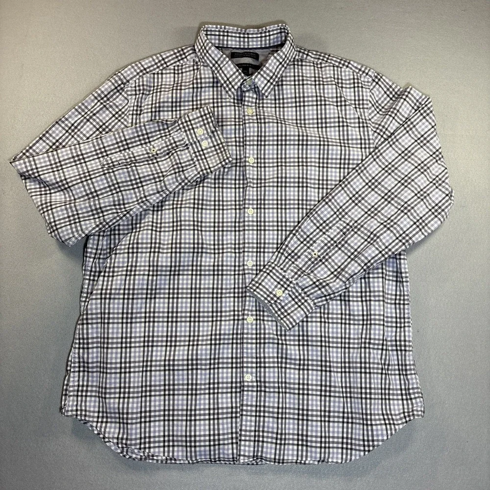 Banana Republic Non Iron Slim Fit Plaid Button Down Shirt Mens 2XL 18-18.5